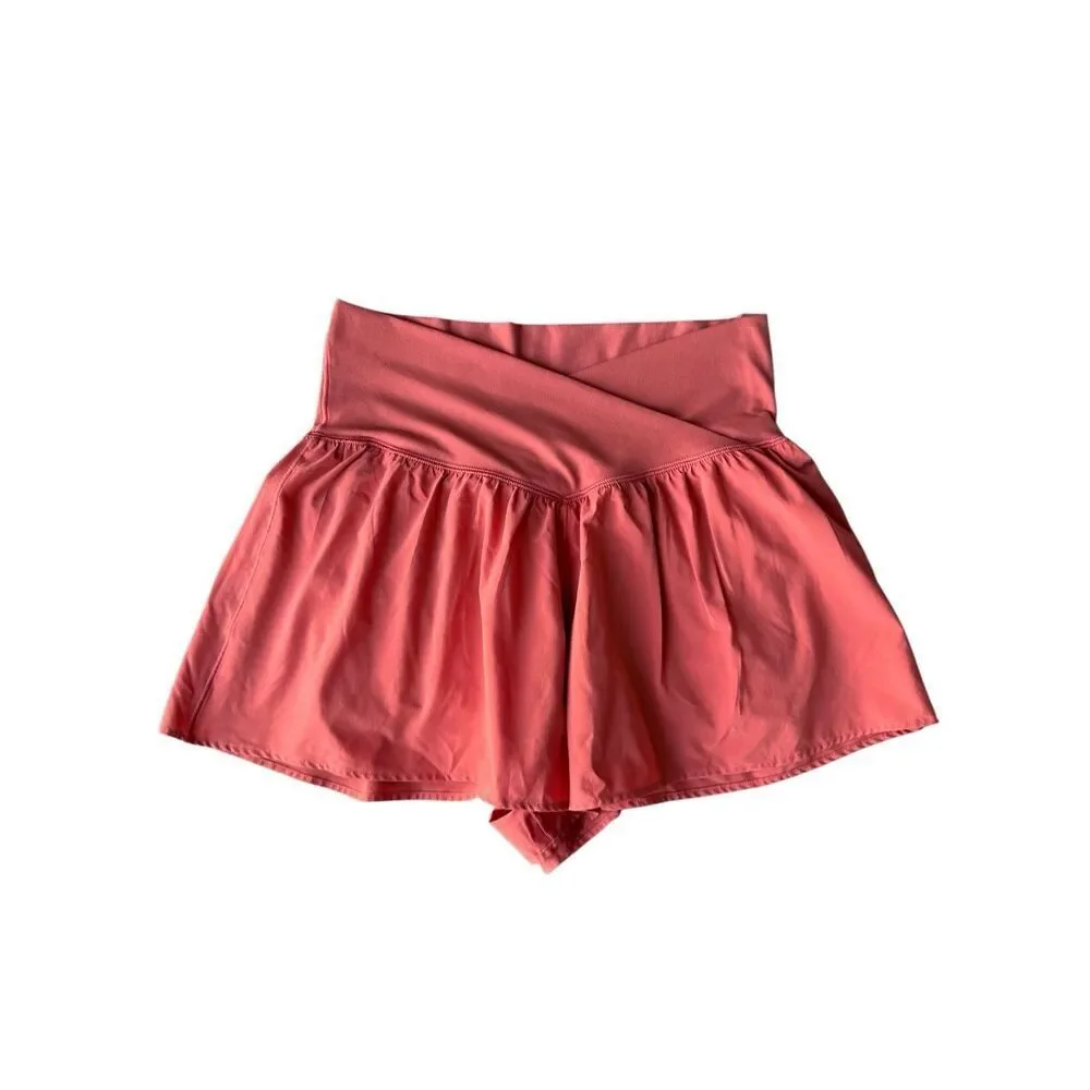 OFFLINE By Aerie Real Me Crossover Flowy Shorts In Coral Orange Size M
